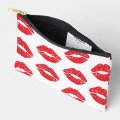 Rote Lippen, roter Lippenstift, Kuss, Lippenmuster Zubehörtasche (Offen)