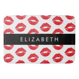 Rote Lippen, roter Lippenstift, Lippenmuster, Ihr Badematte