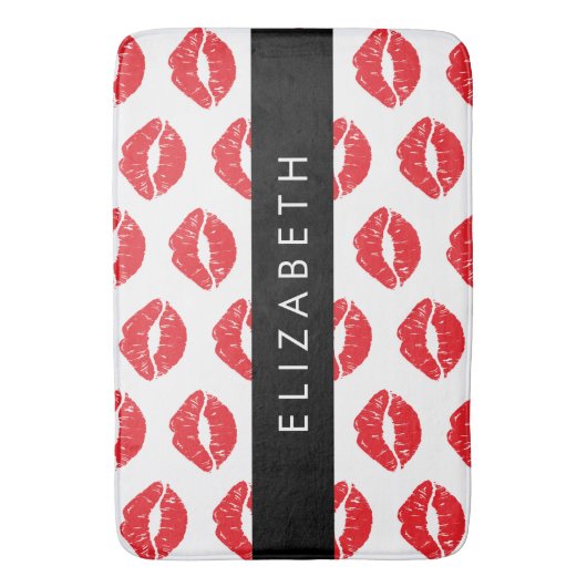 Rote Lippen, roter Lippenstift, Lippenmuster, Ihr  Badematte (Vorderseite Vertikal)