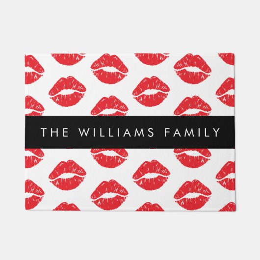 Rote Lippen, roter Lippenstift, Lippenmuster, Ihr Fußmatte (Vorderseite)