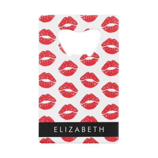 Rote Lippen, roter Lippenstift, Lippenmuster, Ihr Geldbeutel Flaschenöffner (Vorderseite)