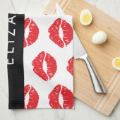 Rote Lippen, roter Lippenstift, Lippenmuster, Ihr  Geschirrtuch (Viertel Falte)