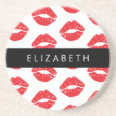 Rote Lippen, roter Lippenstift, Lippenmuster, Ihr Getränkeuntersetzer (Vorne)