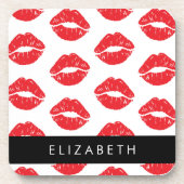 Rote Lippen, roter Lippenstift, Lippenmuster, Ihr Getränkeuntersetzer (Vorderseite)