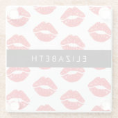 Rote Lippen, roter Lippenstift, Lippenmuster, Ihr Glasuntersetzer (Rückseite)