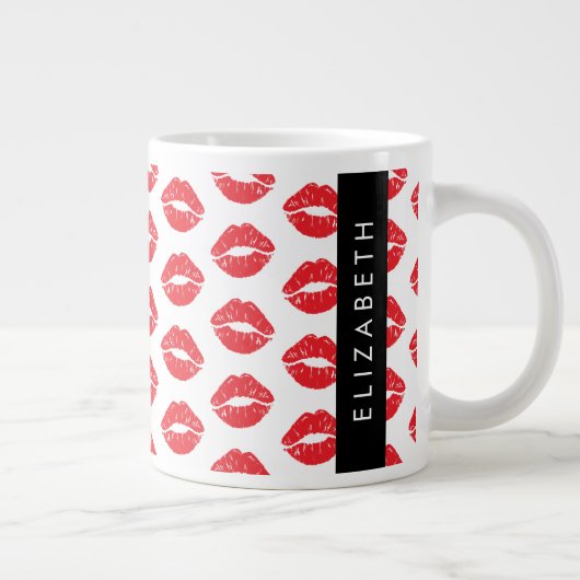 Rote Lippen, roter Lippenstift, Lippenmuster, Ihr Jumbo-Tasse (Rechts)