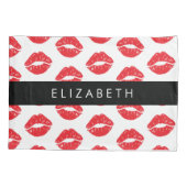 Rote Lippen, roter Lippenstift, Lippenmuster, Ihr Kissenbezug (Rückseite)