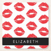 Rote Lippen, roter Lippenstift, Lippenmuster, Ihr Rechteckiger Pappuntersetzer (Vorderseite)