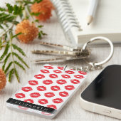 Rote Lippen, roter Lippenstift, Lippenmuster, Ihr Schlüsselanhänger (Vorderseite rechts)