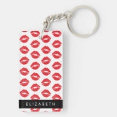 Rote Lippen, roter Lippenstift, Lippenmuster, Ihr  Schlüsselanhänger (Rückseite)