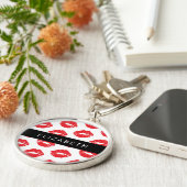 Rote Lippen, roter Lippenstift, Lippenmuster, Ihr  Schlüsselanhänger (Seite)