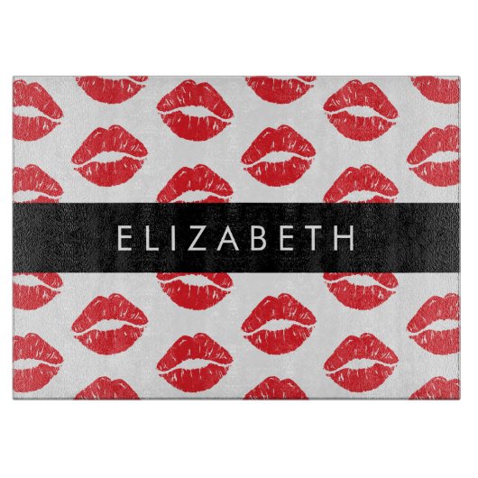 Rote Lippen, roter Lippenstift, Lippenmuster, Ihr  Schneidebrett (Vorderseite)