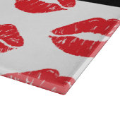 Rote Lippen, roter Lippenstift, Lippenmuster, Ihr  Schneidebrett (Ecke)