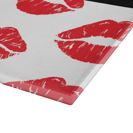 Rote Lippen, roter Lippenstift, Lippenmuster, Ihr Schneidebrett (Ecke)