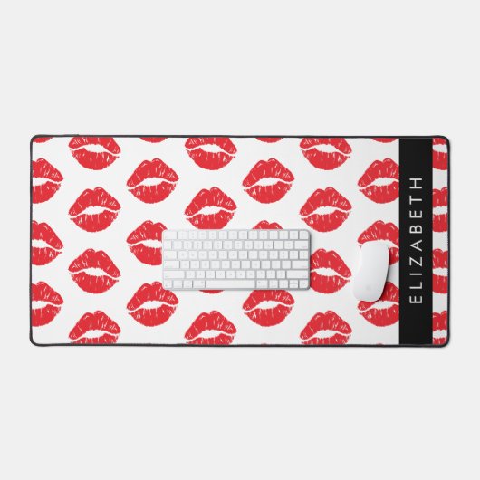 Rote Lippen, roter Lippenstift, Lippenmuster, Ihr  Schreibtischunterlage (Tastatur & Maus)