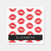 Rote Lippen, roter Lippenstift, Lippenmuster, Ihr Serviette (Vorderseite)