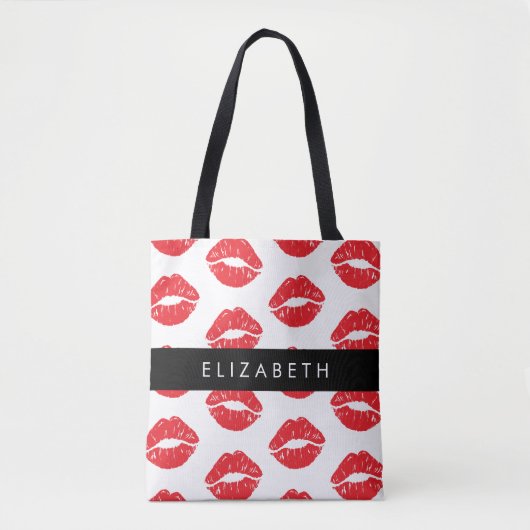 Rote Lippen, roter Lippenstift, Lippenmuster, Ihr Tasche (Vorderseite)