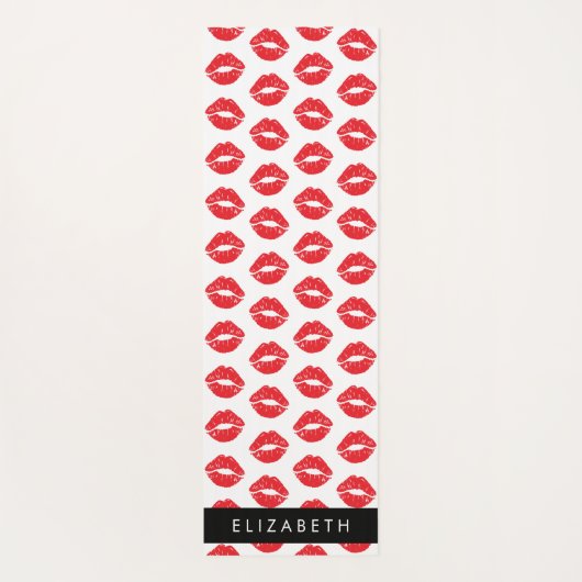 Rote Lippen, roter Lippenstift, Lippenmuster, Ihr Yogamatte (Rückseite)