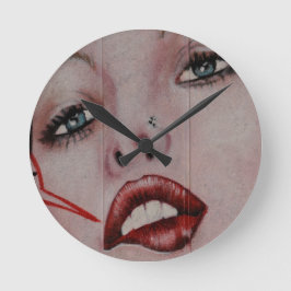 Rote Lippen Runde Wanduhr