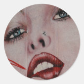 Rote Lippen Runder Aufkleber (Vorderseite)