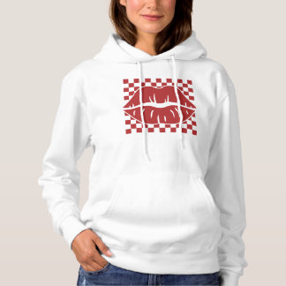 Rote Lippen Schachbrett Retro-Grafik Hoodie