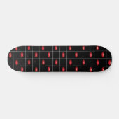 Rote Lippen Schwarz und Weiß Raster Retro Vibes Skateboard (Horizontal)