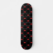 Rote Lippen Schwarz und Weiß Raster Retro Vibes Skateboard (Vorne)