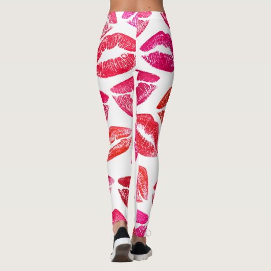 Rote Lippen Set, weißer Hintergrund. Leggings (Rückseite)