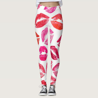 Rote Lippen Set, weißer Hintergrund. Leggings
