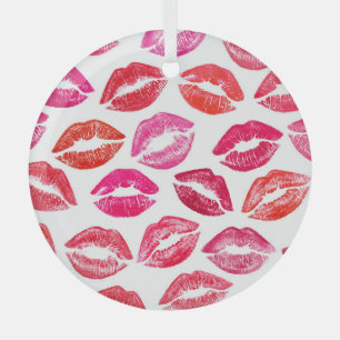 Rote Lippen Set, weißer Hintergrund. Ornament Aus Glas