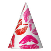 Rote Lippen Set, weißer Hintergrund. Partyhütchen (Links)