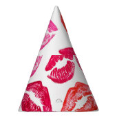 Rote Lippen Set, weißer Hintergrund. Partyhütchen (Rechts)