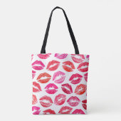 Rote Lippen Set, weißer Hintergrund. Tasche (Rückseite)