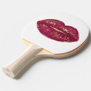 Rote Lippen Tischtennis Schläger