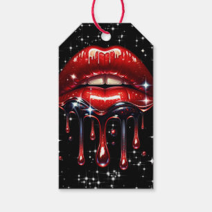 Rote Lippen triefend vor Glitter Glam Schimmer Geb Geschenkanhänger