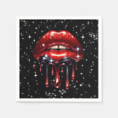 Rote Lippen Tropfen Glitzer Glam Sparkle Geburtsta Serviette (Vorderseite)