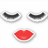 Rote Lippen und Lashes Aufkleber (Vorderseite)