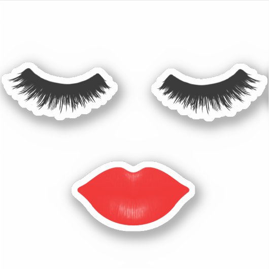Rote Lippen und Lashes Aufkleber (Vorderseite)