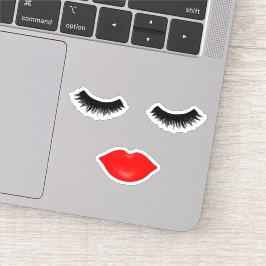 Rote Lippen und Lashes Aufkleber