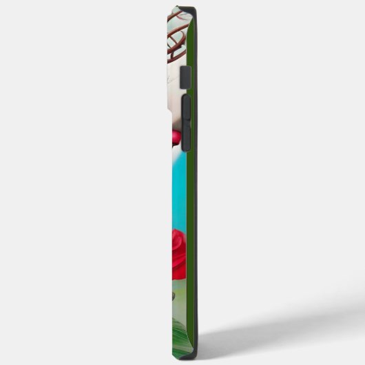 Rote Lippen und Rose Pfau Abstrakt Case-Mate iPhone Hülle (Rückseite / Links)