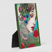 Rote Lippen und Rose Pfau Abstrakt Fotoplatte (Seite)