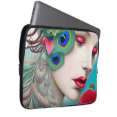 Rote Lippen und Rose Pfau Abstrakt Laptopschutzhülle (Vorne Rechts)