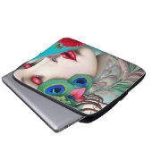 Rote Lippen und Rose Pfau Abstrakt Laptopschutzhülle (Vorne Knopf)