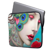 Rote Lippen und Rose Pfau Abstrakt Laptopschutzhülle (Vorderseite Links)