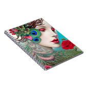 Rote Lippen und Rose Pfau Abstrakt Notizblock (Rechte Seite)