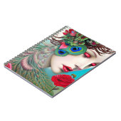 Rote Lippen und Rose Pfau Abstrakt Notizblock (Linke Seite)