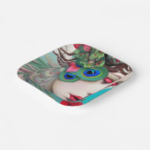 Rote Lippen und Rose Pfau Abstrakt Pappteller (Gewinkelt)