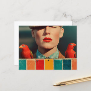 Rote Lippen und Rote Papageien Postkarte