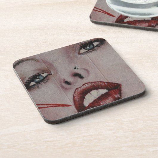 Rote Lippen Untersetzer (Linke Seite)