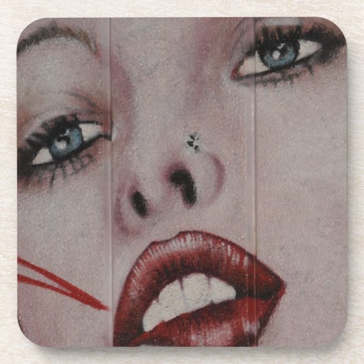 Rote Lippen Untersetzer (Vorderseite)